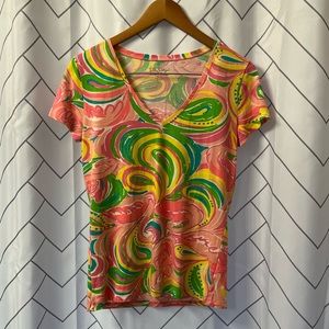 Lilly Pulitzer V-Neck Michelle Top All Nighter Style 70082